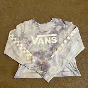 Vans cropped long sleeve, purple & white, size M